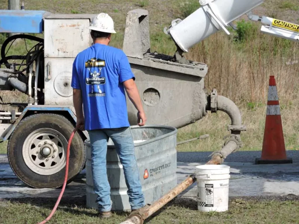 Sinkhole Titan on the job filling with concrete